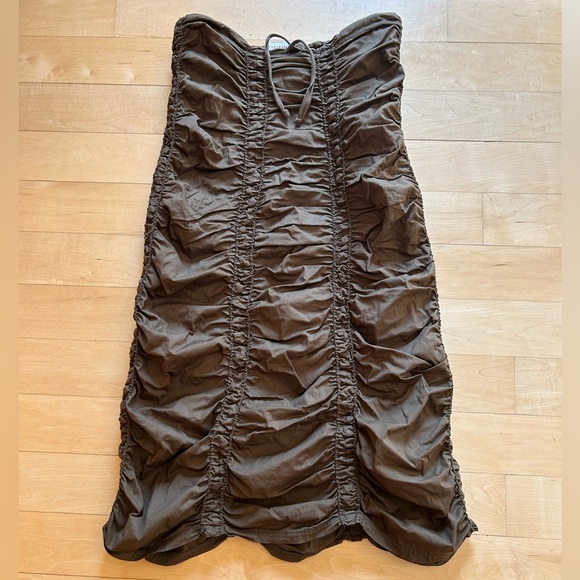 Wearables Cotton Brown Ruched Maxi Skirt Size Small - Picture 1 of 8